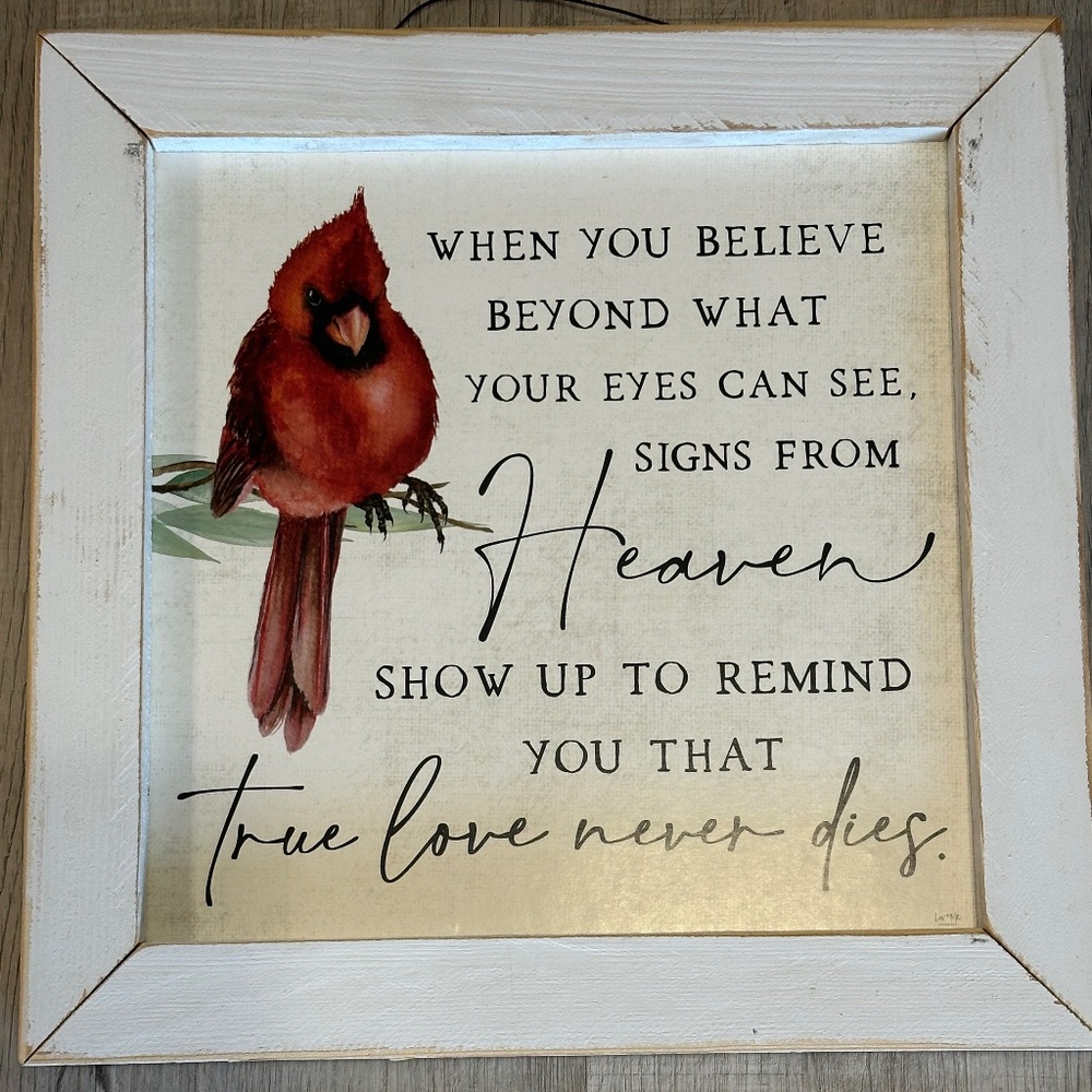 White Framed Cardinal Sign
